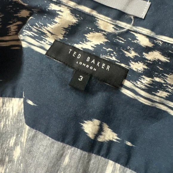 Ted Baker London Shirt Men’s 3 Medium – Ikat Pattern – Short Sleeve Button Up - Picture 3 of 3